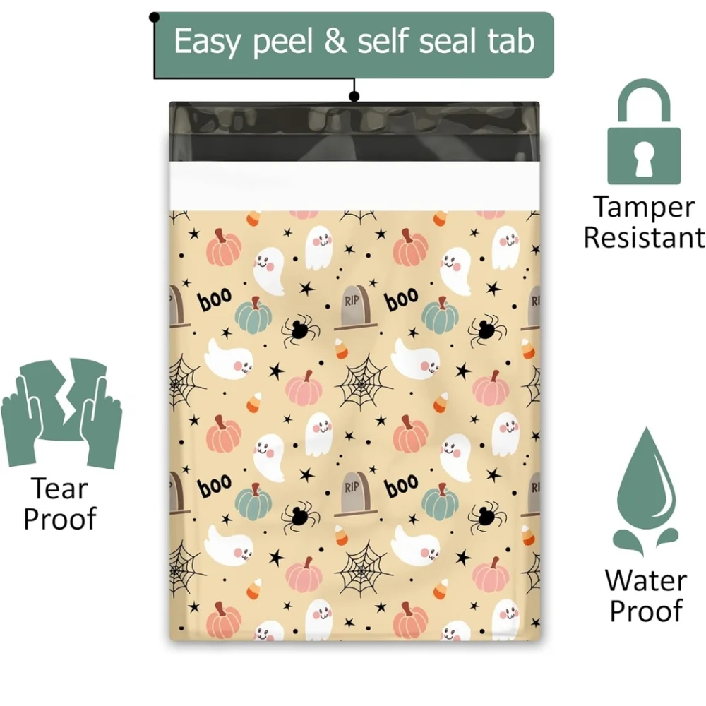 15 cute beige Halloween polymailer packages
